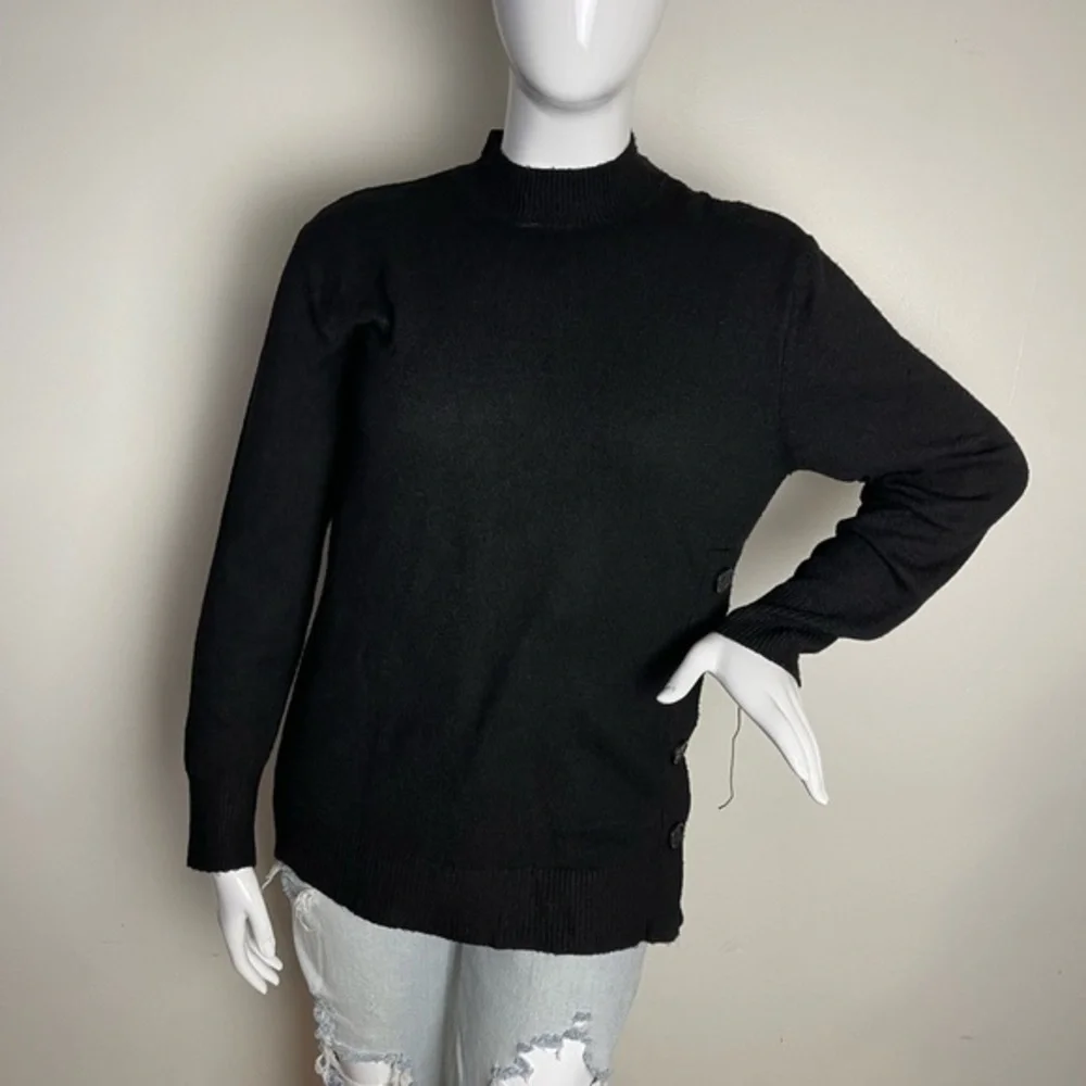 ⭐️Liz Claiborne Womens Mock Neck Long Sleeve Pullover‎ Sweater black size L